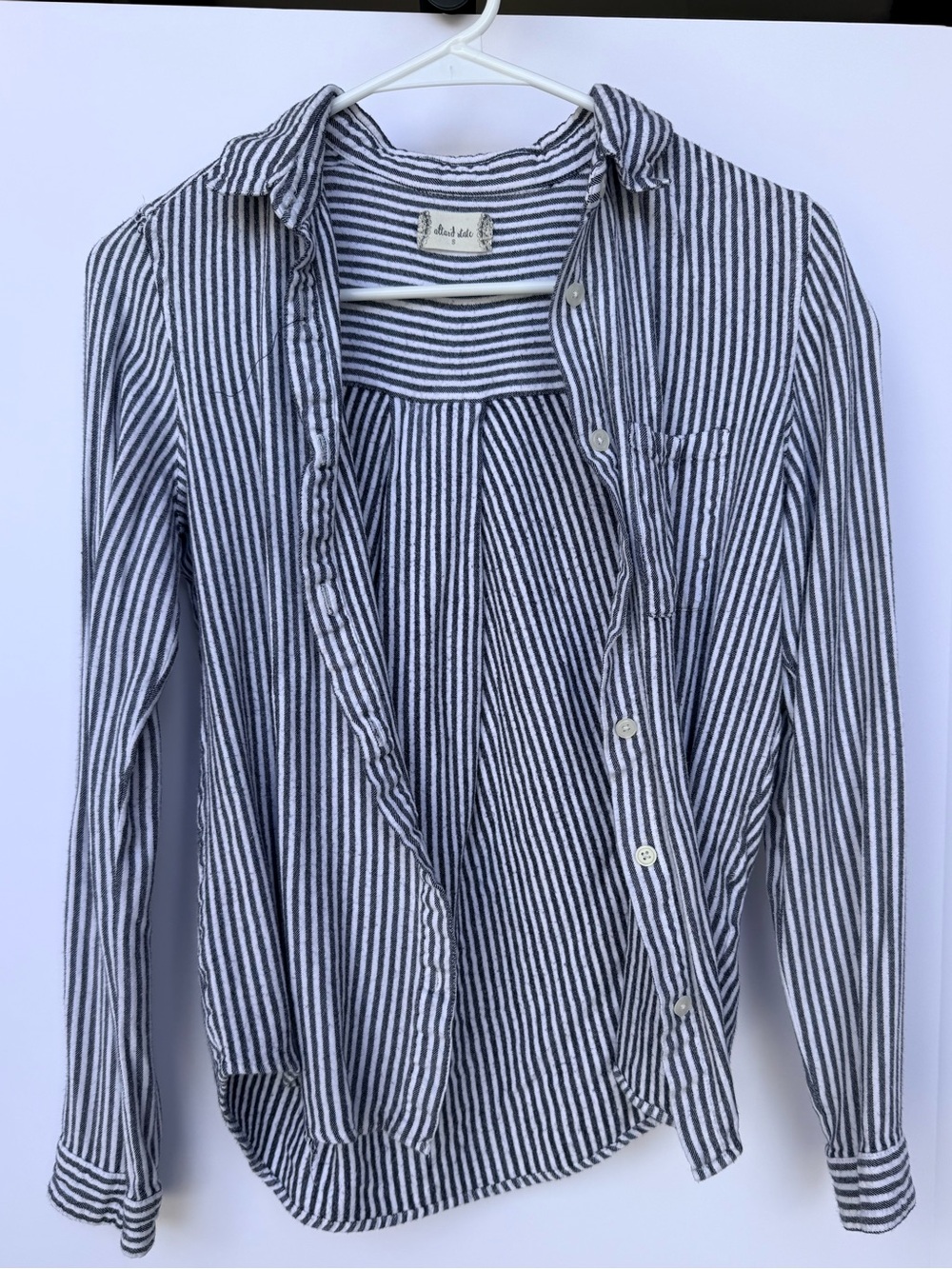 Altar’d State Women's Black and White Striped Button-Up Shirt